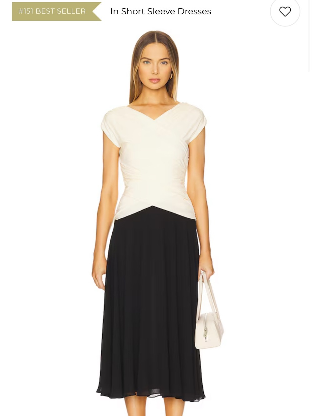 L’Academie Mikah Midi Dress in Black & Ivory Size S NWT